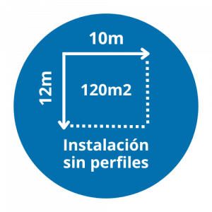 Instalación sin perfiles hasta 120 m² (10 × 12 m)
